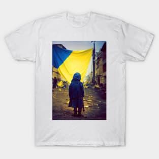 Ukrainian kid walks in street alone T-Shirt